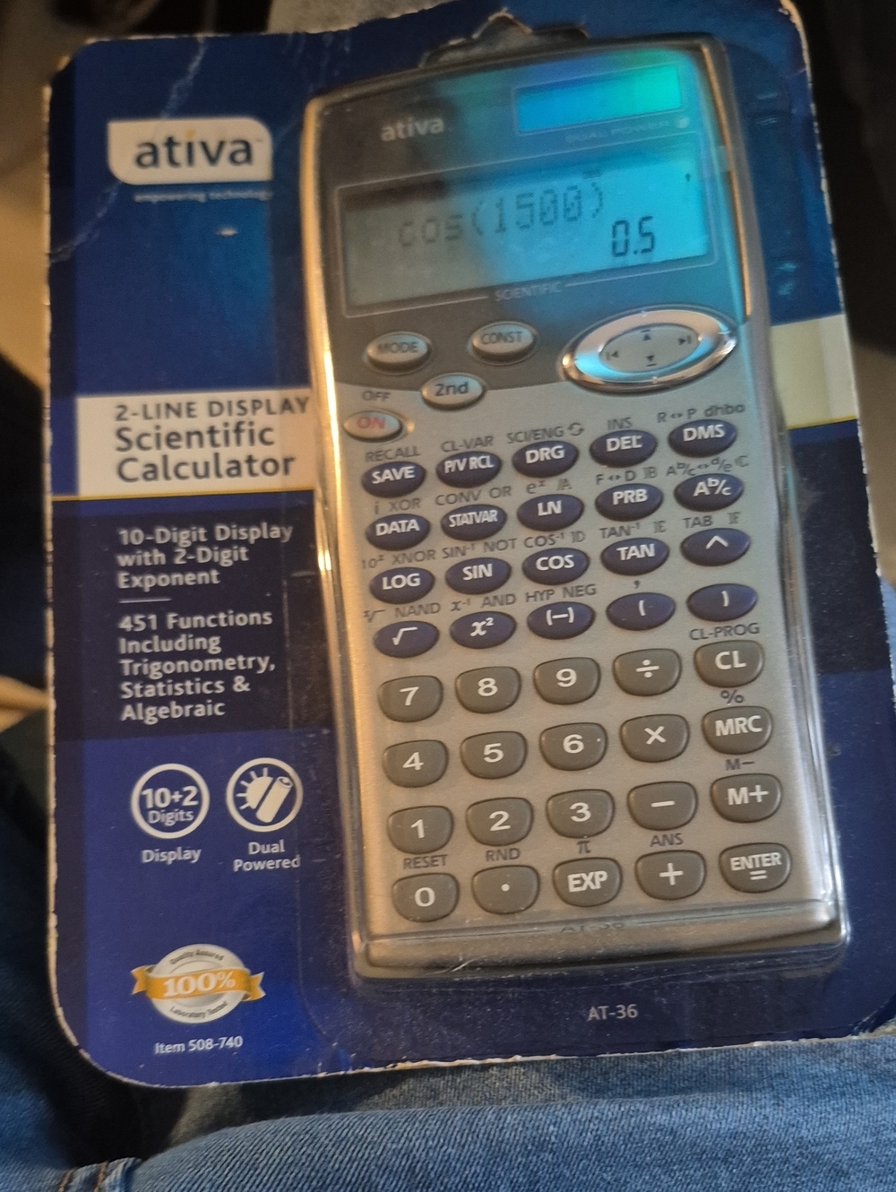 Ativa Silver and Blue Scientific Calculator - 2-Line Display